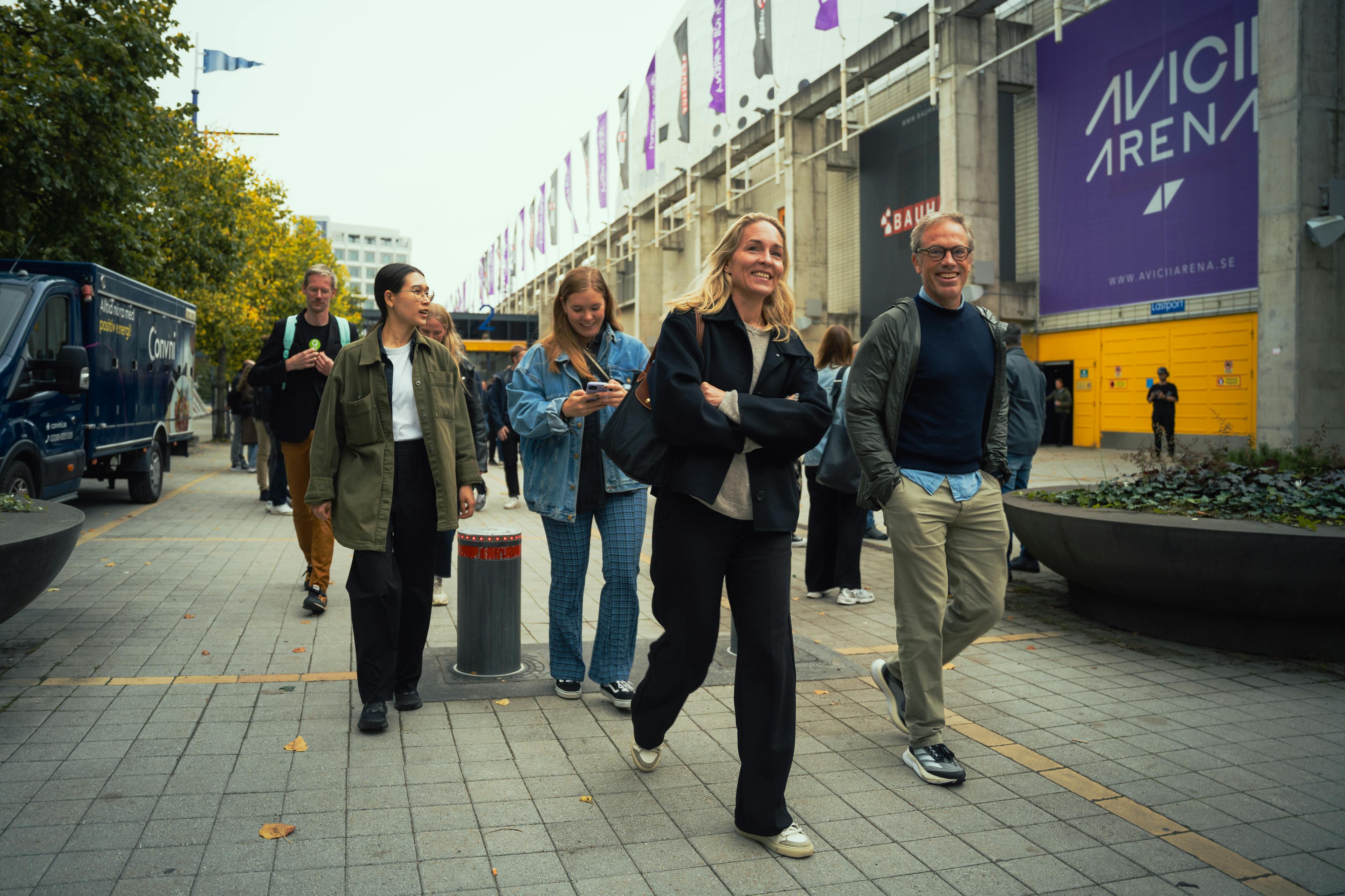 People walking outdoors